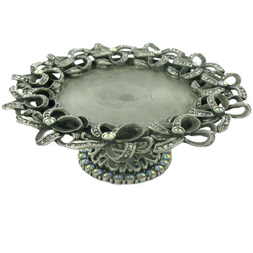 Large Candy Dish With Crystals in Satin with Vitrail Medium Crystal