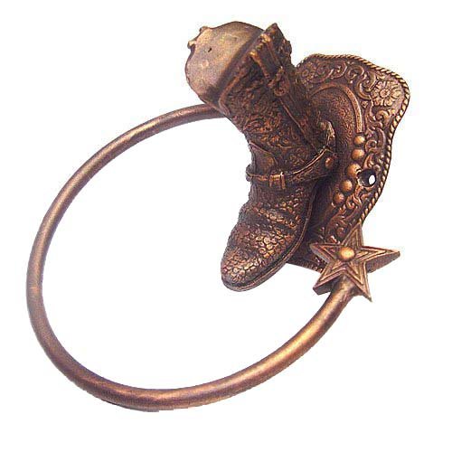 Boot Swing Towel Ring in Antique Brass