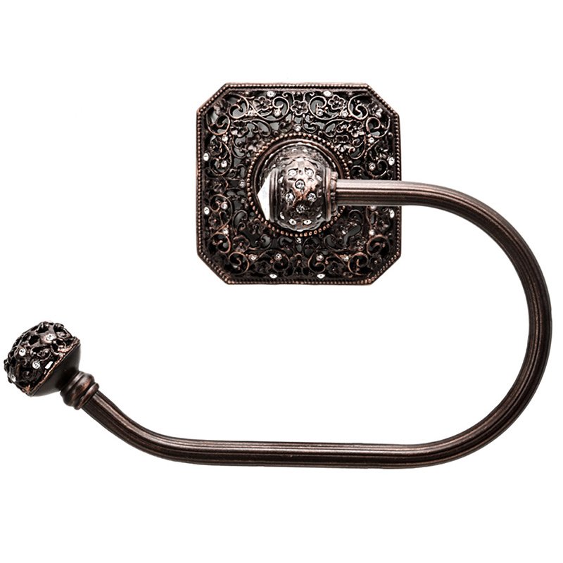 Smoth Left Tissue Holder with 131 Swarovski Elements in Oil Rubbed Bronze with Crystal