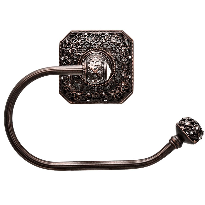 Smooth Right Tissue Holder with 131 Swarovski Elements in Oil Rubbed Bronze with Crystal
