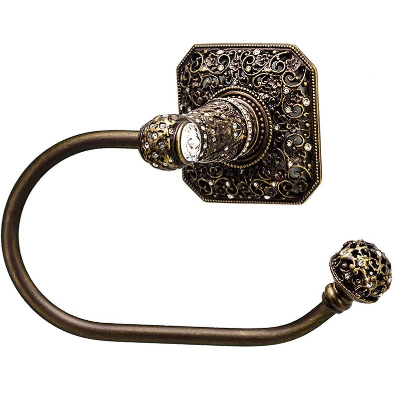 Right Tissue Holder with 131 Swarovski Elements in Antique Brass with Crystal