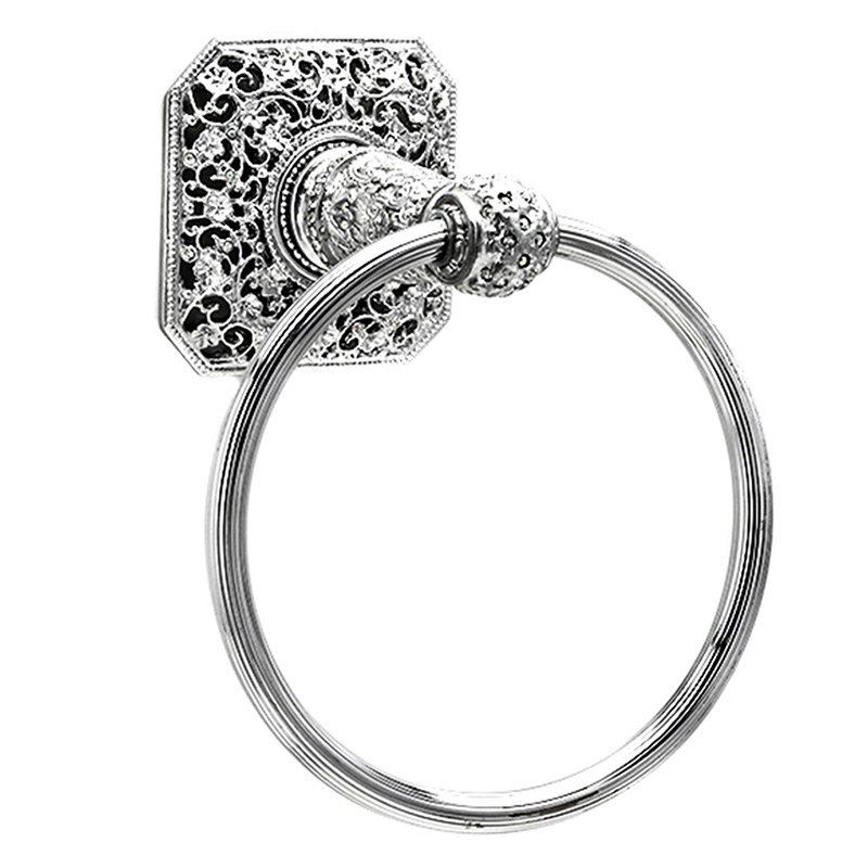 Full Towel Ring with Swarovski Elements in Platinum with Crystal