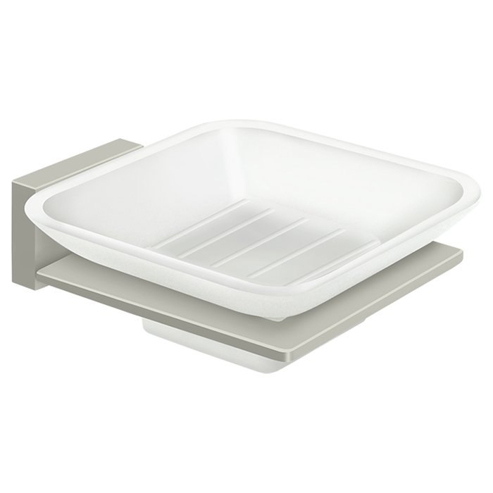 Frosted Glass Soap Dish in Brushed Nickel
