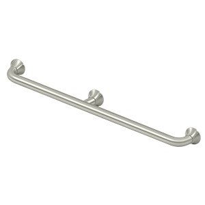 Solid Brass 36" Grab Bar with Center Post in Brushed Nickel