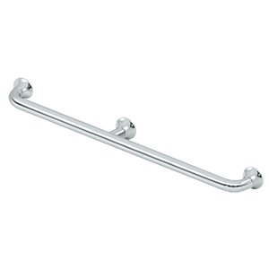 Solid Brass 36" Grab Bar with Center Post in Polished Chrome