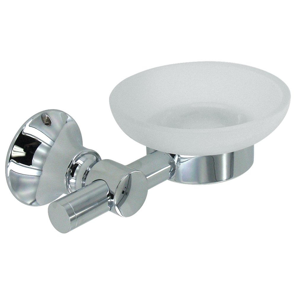 Soap Holder Dish with Glass in Polished Chrome