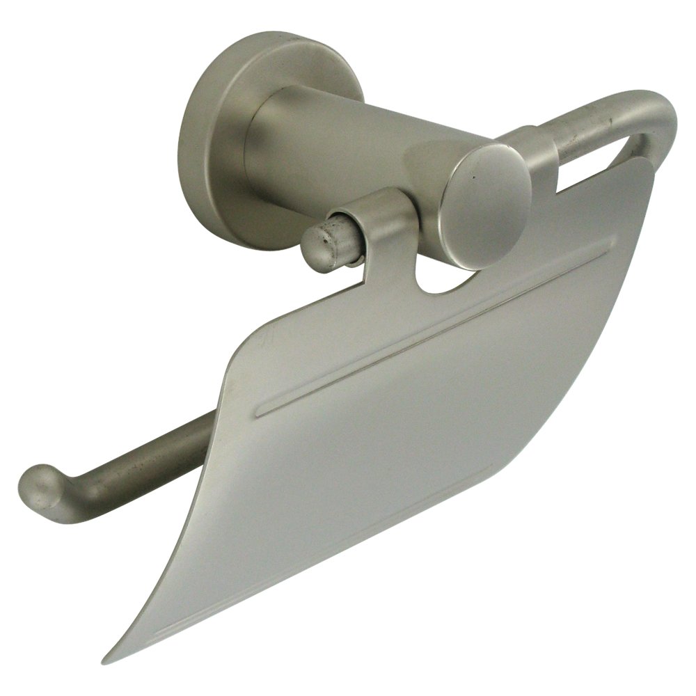Toilet Paper Holder with Cover in Brushed Nickel