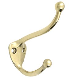 Solid Brass Coat & Hat Hook in Polished Brass Unlacquered