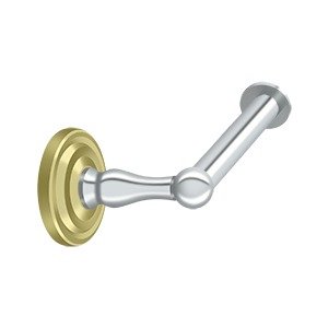 Solid Brass Toilet Paper Holder Single Post "L" in Polished Brass And Polished Chrome