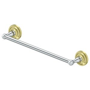 Solid Brass 18" Towel Bar in Polished Brass And Polished Chrome