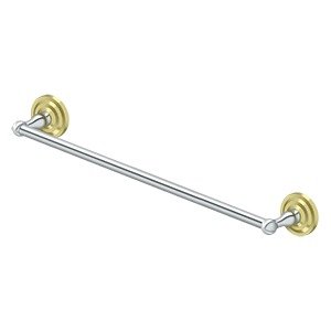 Solid Brass 24" Towel Bar in Polished Brass And Polished Chrome