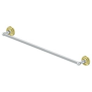 Solid Brass 30" Towel Bar in Polished Brass And Polished Chrome