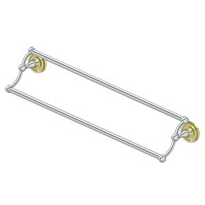 Solid Brass 24" Double Towel Bar in Polished Brass And Polished Chrome