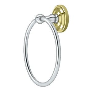 Solid Brass Towel Ring  in Polished Brass And Polished Chrome