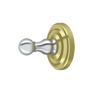 Solid Brass Single Robe Hook in Polished Brass And Polished Chrome