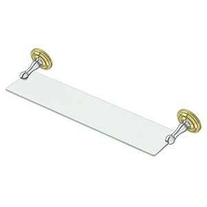 Solid Brass 18" Towel Shelf in Polished Brass And Polished Chrome