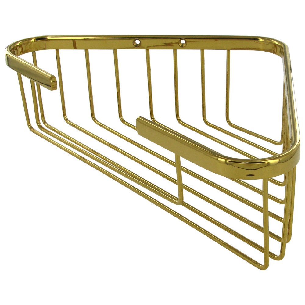 Solid Brass 13" Corner Wire Basket in PVD Brass