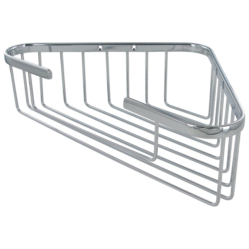 Solid Brass 13" Corner Wire Basket in Polished Chrome