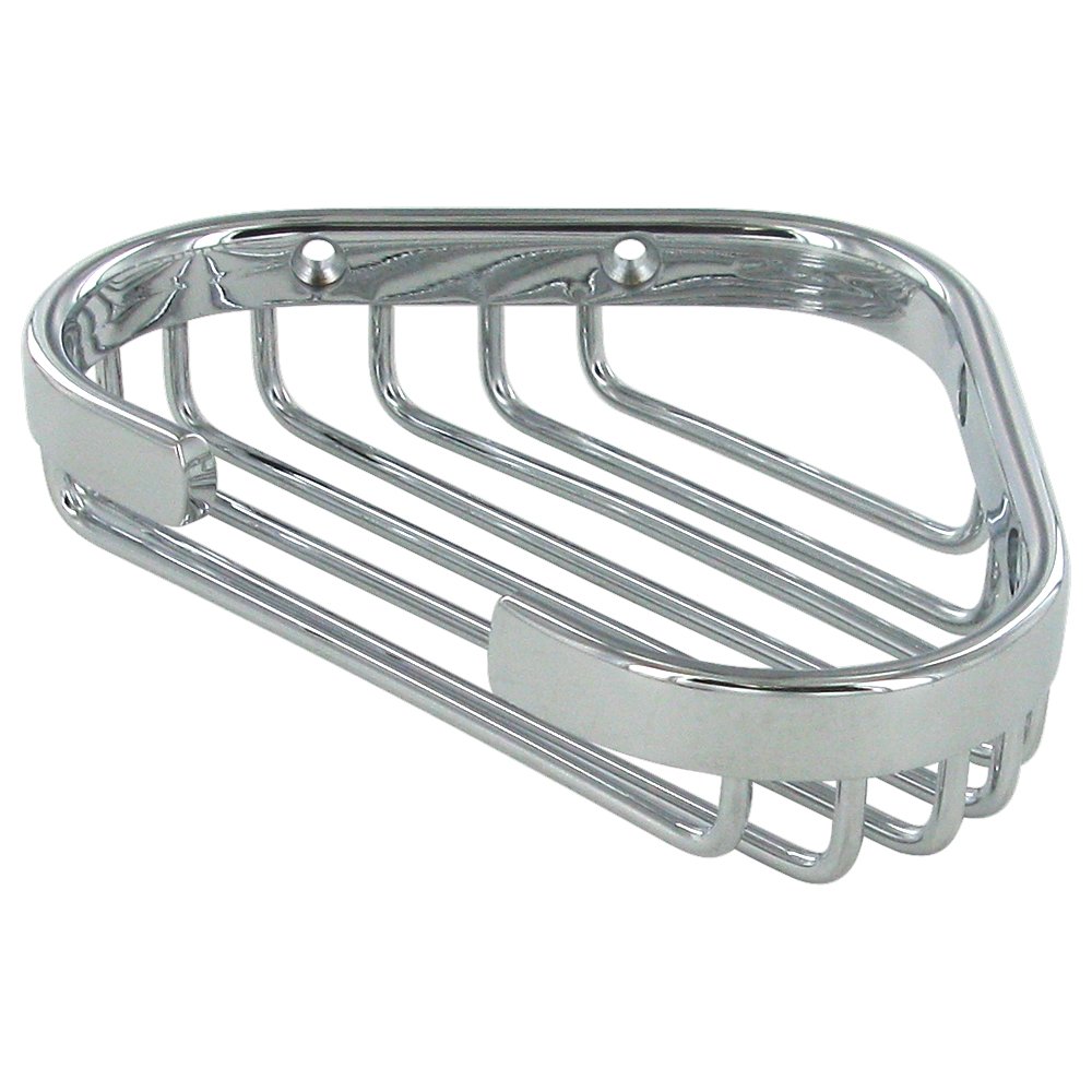 Solid Brass 6" Corner Wire Basket in Polished Chrome