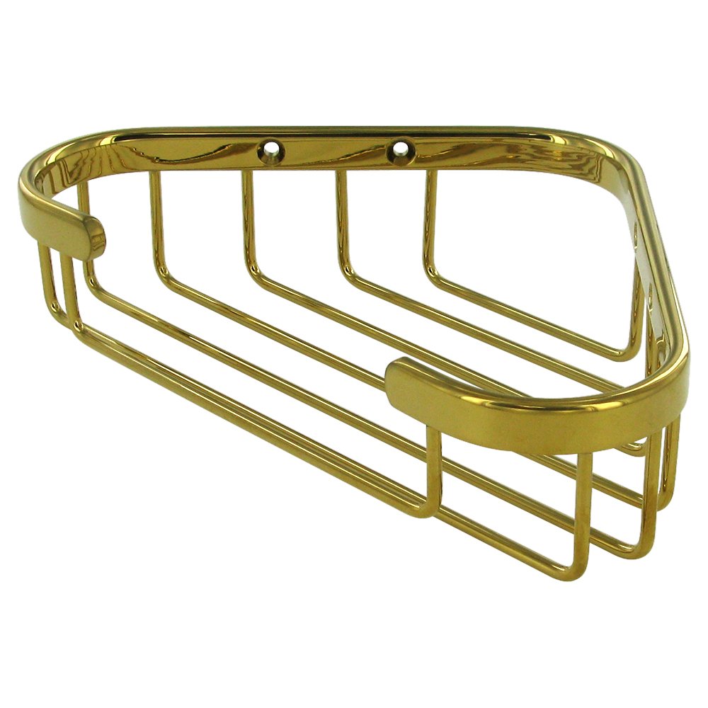 Solid Brass 8 1/2" Corner Wire Basket in PVD Brass