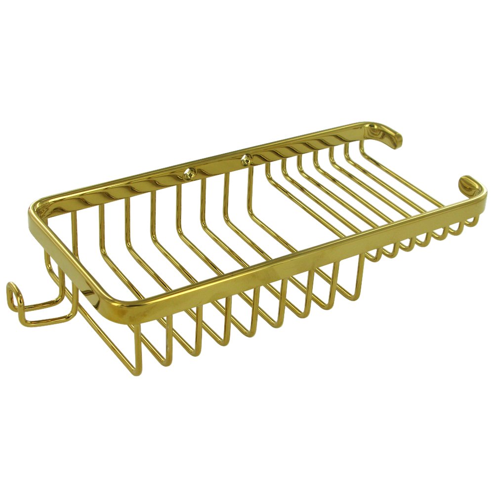 Solid Brass 10" Rectangular Combination Wire Basket with Hook in PVD Brass