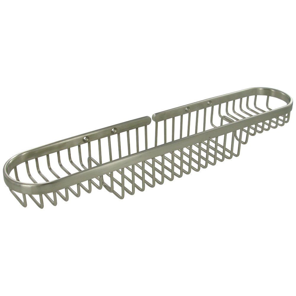 Solid Brass 18" Rectangular Combination Wire Basket in Brushed Nickel