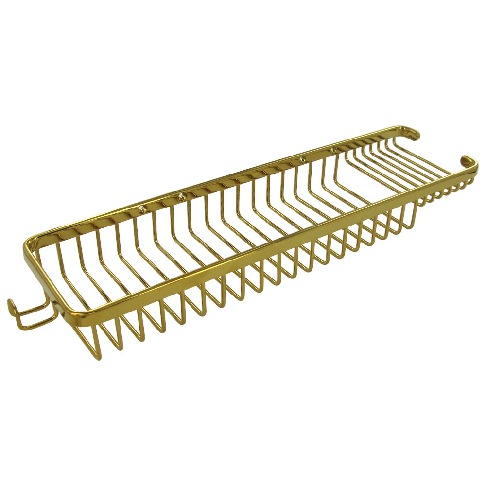 Solid Brass 17 1/2" Rectangular Combination Wire Basket with Hook in PVD Brass
