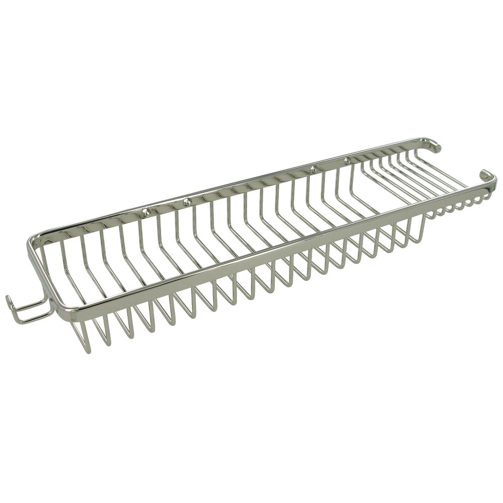 Solid Brass 17 1/2" Rectangular Combination Wire Basket with Hook in Polished Nickel