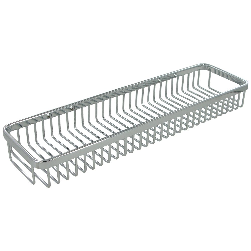 Solid Brass 18" Rectangular Wire Basket in Polished Chrome