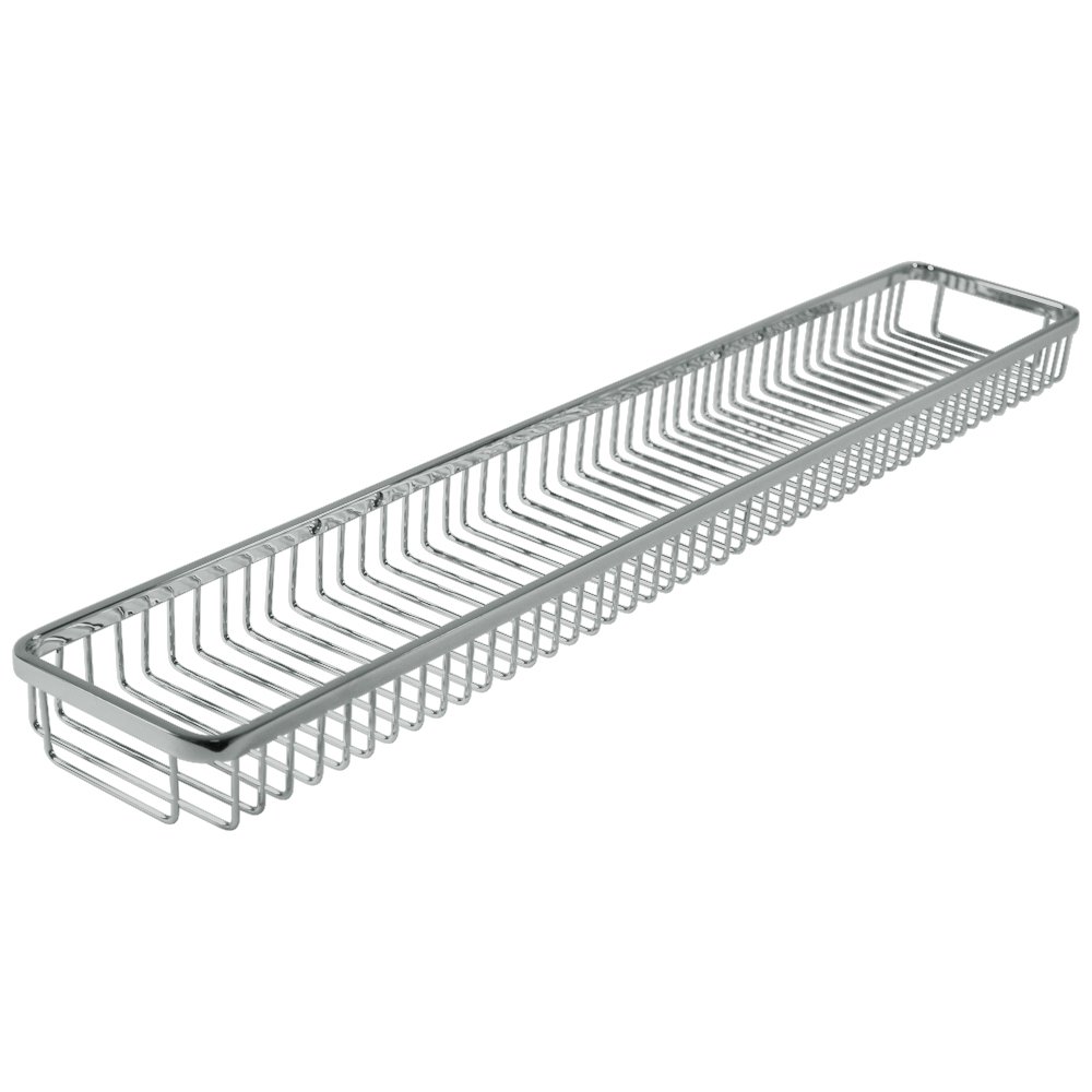 Solid Brass 28 1/2" x 5" Rectangular Wire Basket in Polished Chrome