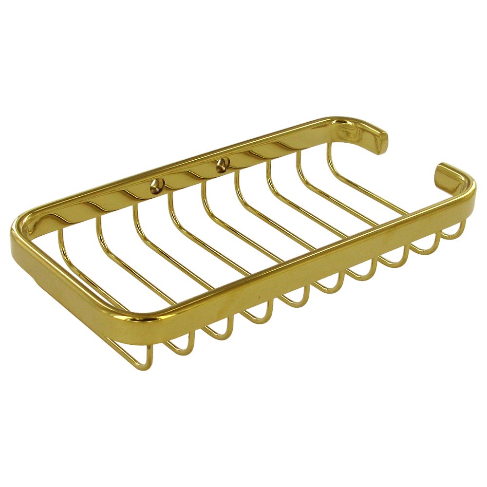Solid Brass 8" Rectangular Wire Basket in PVD Brass