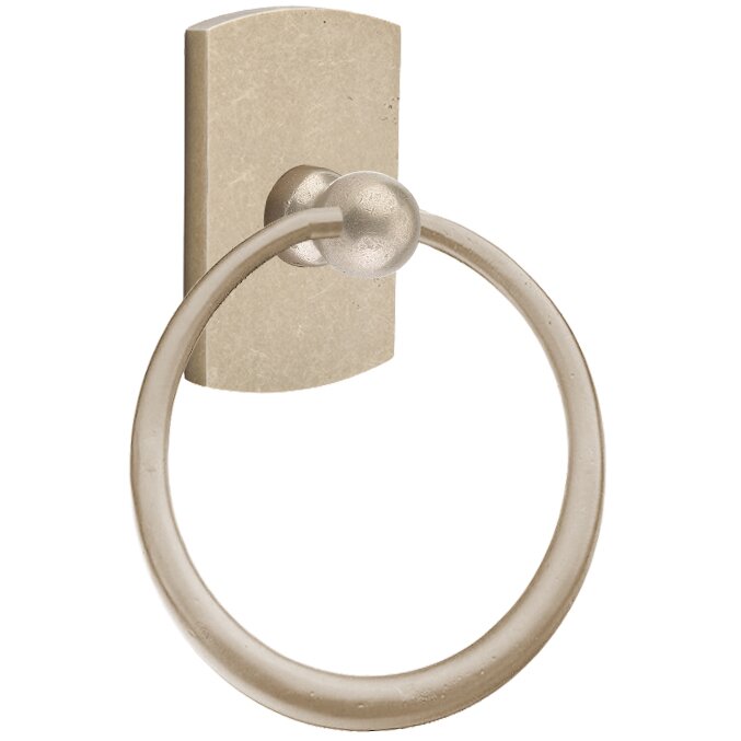 Curved Rectangular Towel Ring in Tumbled White Bronze