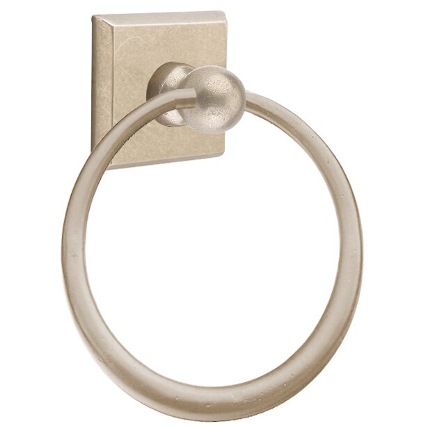 Towel Ring with #6 Rose in Tumbled White Bronze