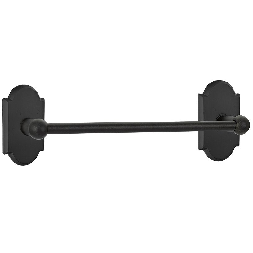 18" Single Towel Bar with #1 Rose in Flat Black Bronze