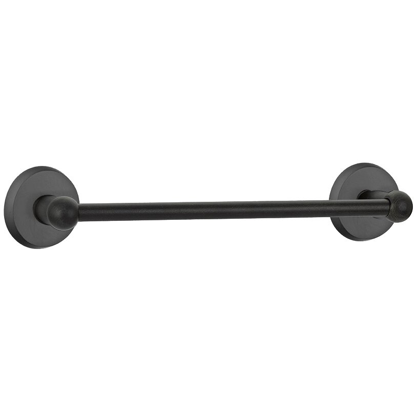 18" Single Towel Bar with #2 Rose in Flat Black Bronze