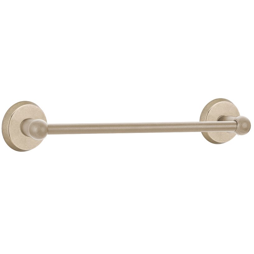 18" Single Towel Bar with #2 Rose in Tumbled White Bronze