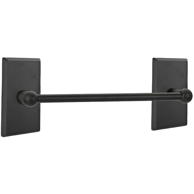 18" Single Towel Bar with #3 Rose in Flat Black Bronze