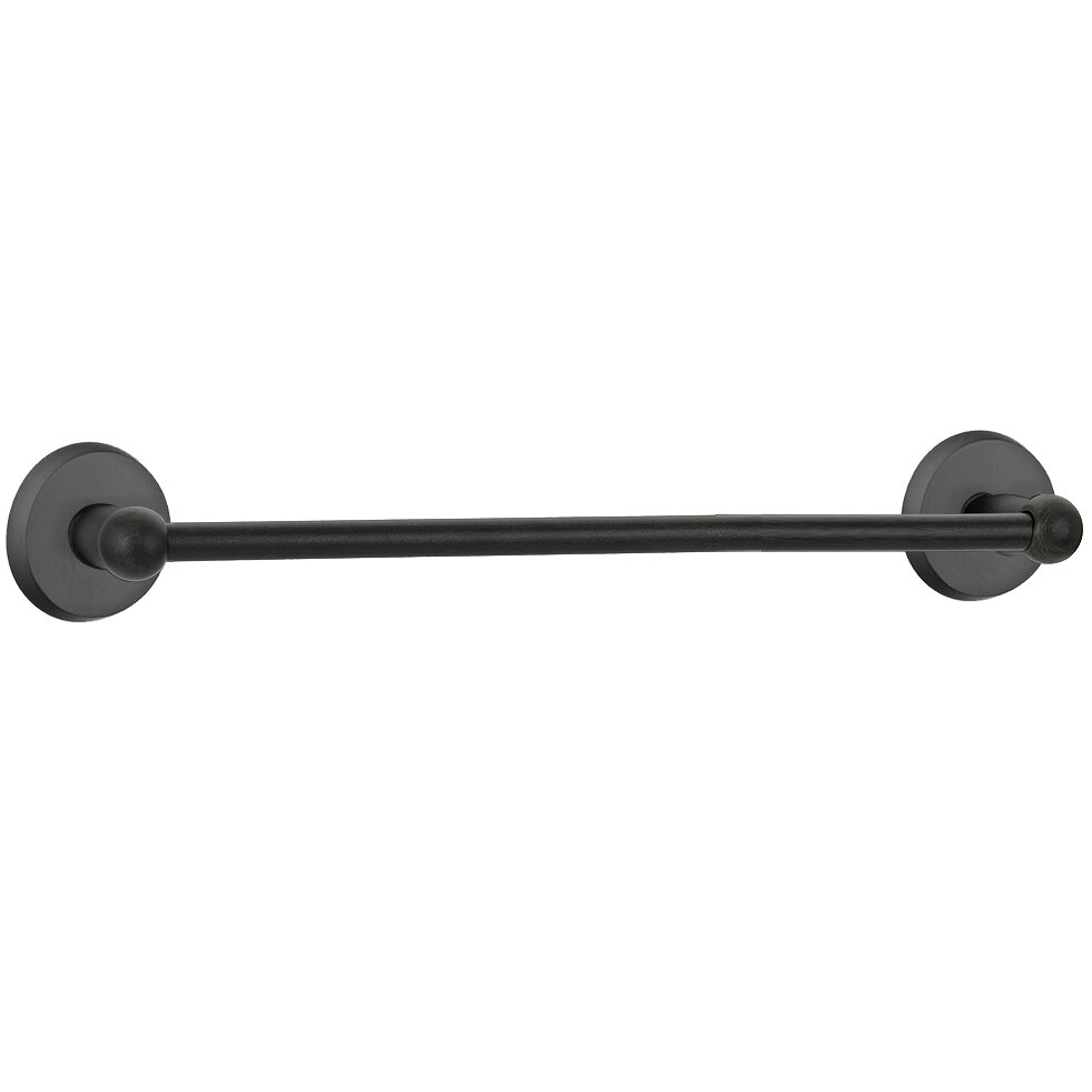 24" Single Towel Bar with #2 Rose in Flat Black Bronze