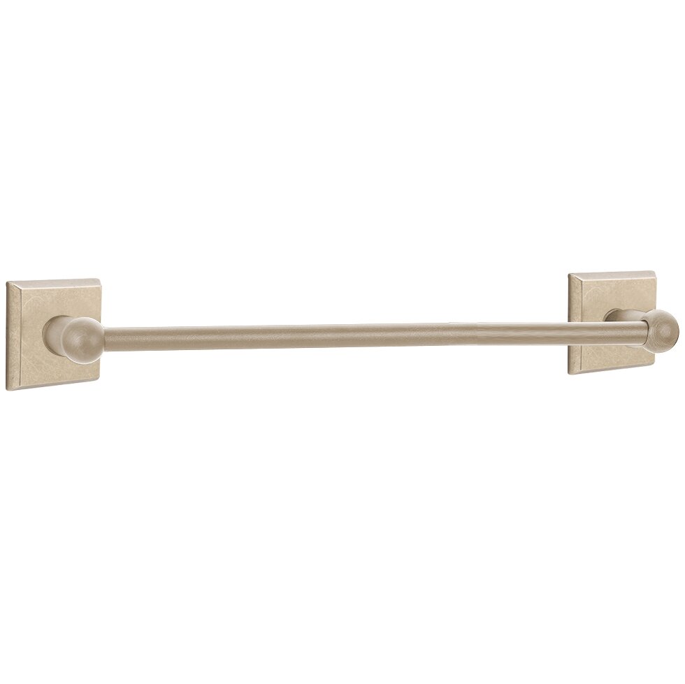 24" Single Towel Bar with #6 Rose in Tumbled White Bronze