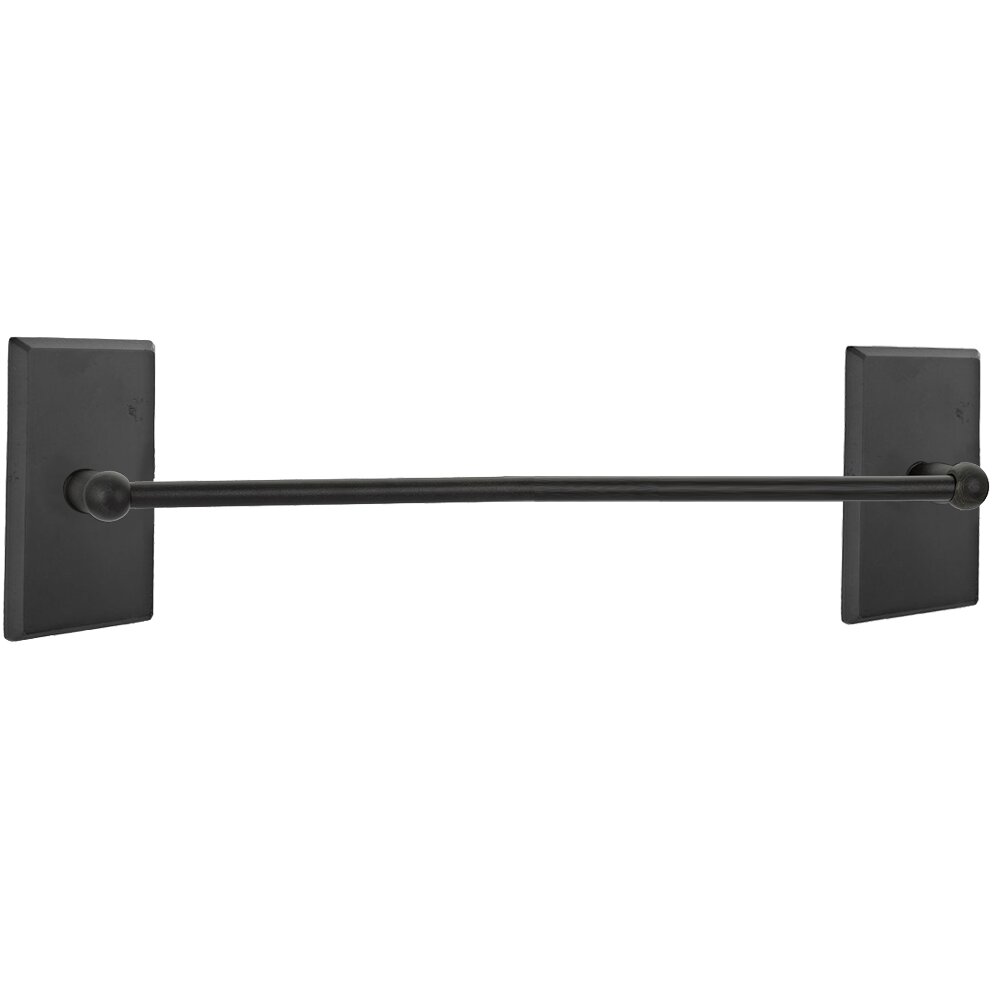 30" Single Towel Bar with #3 Rose in Flat Black Bronze