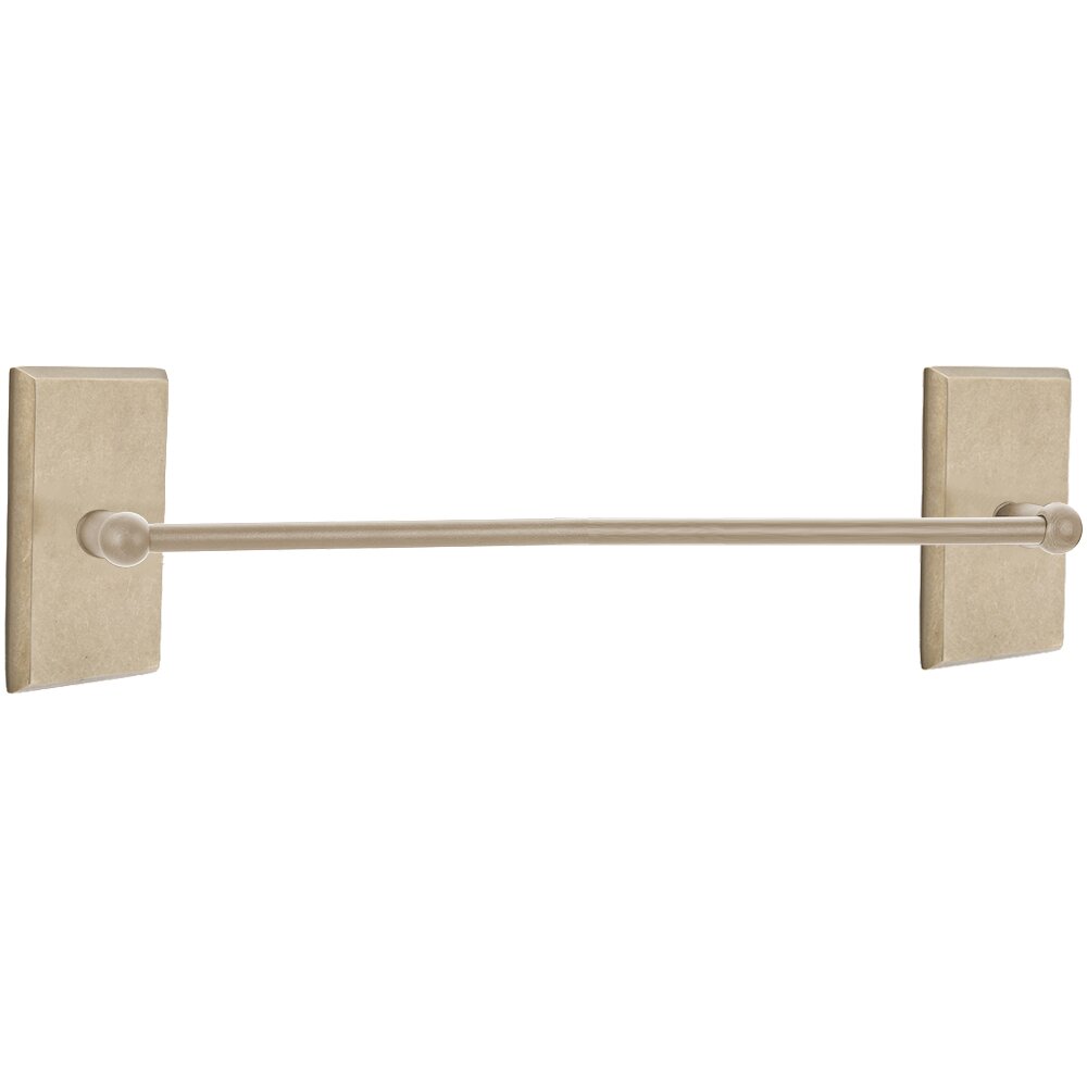 30" Single Towel Bar with #3 Rose in Tumbled White Bronze