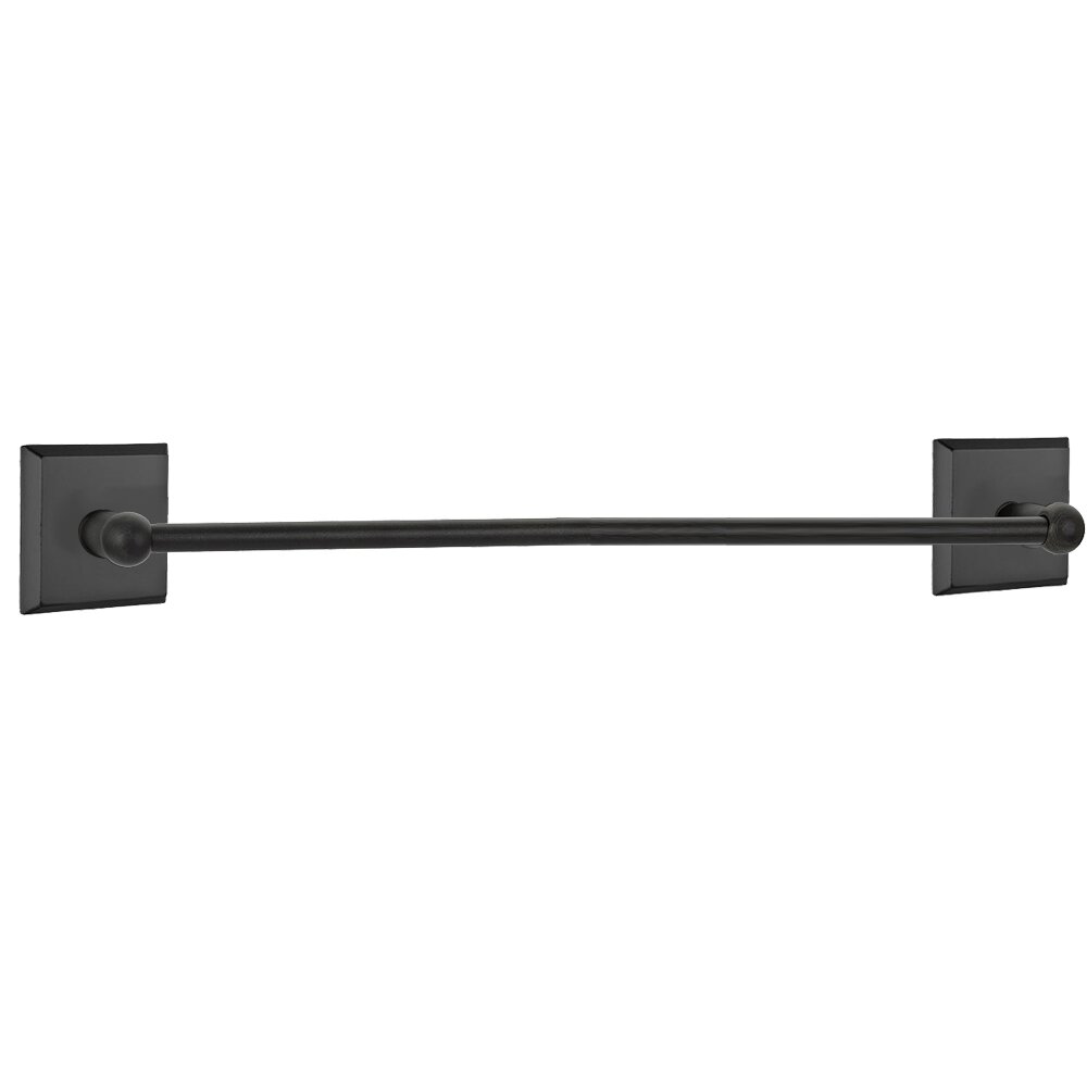 30" Single Towel Bar with #6 Rose in Flat Black Bronze