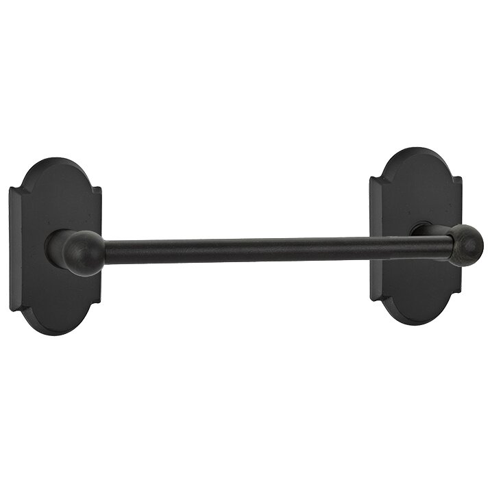 12" Single Towel Bar with #1 Rose in Flat Black Bronze