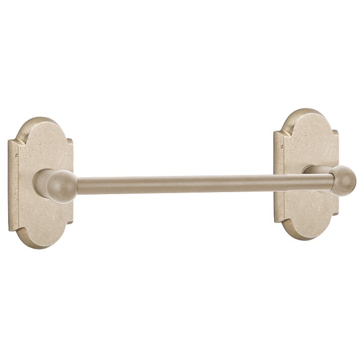 12" Single Towel Bar with #1 Rose in Tumbled White Bronze