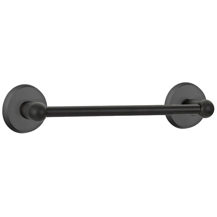 12" Single Towel Bar with #2 Rose in Flat Black Bronze
