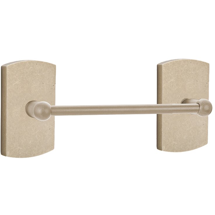 12" Single Towel Bar with #4 Rose in Tumbled White Bronze