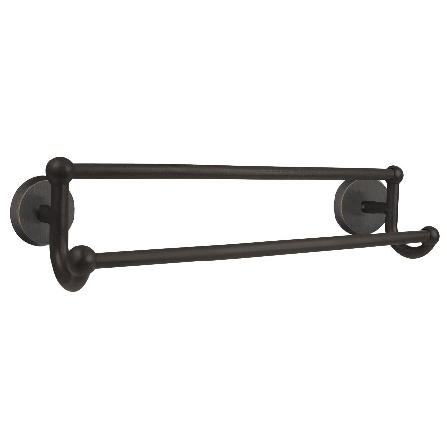 18" Double Towel Bar with #2 Rose in Medium Bronze