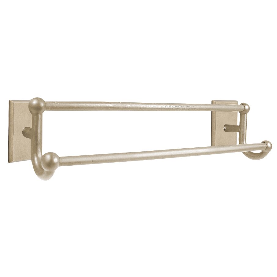 18" Double Towel Bar with #3 Rose in Tumbled White Bronze