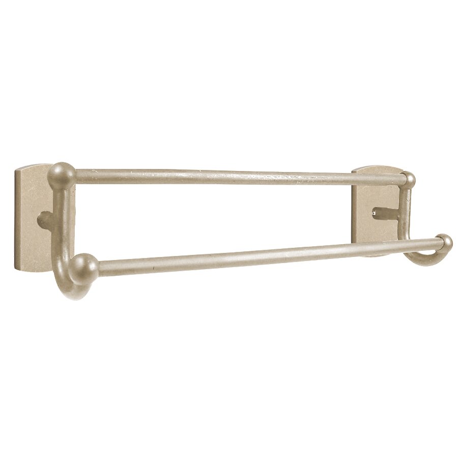 Curved Rectangular 18" Double Towel Bar in Tumbled White Bronze