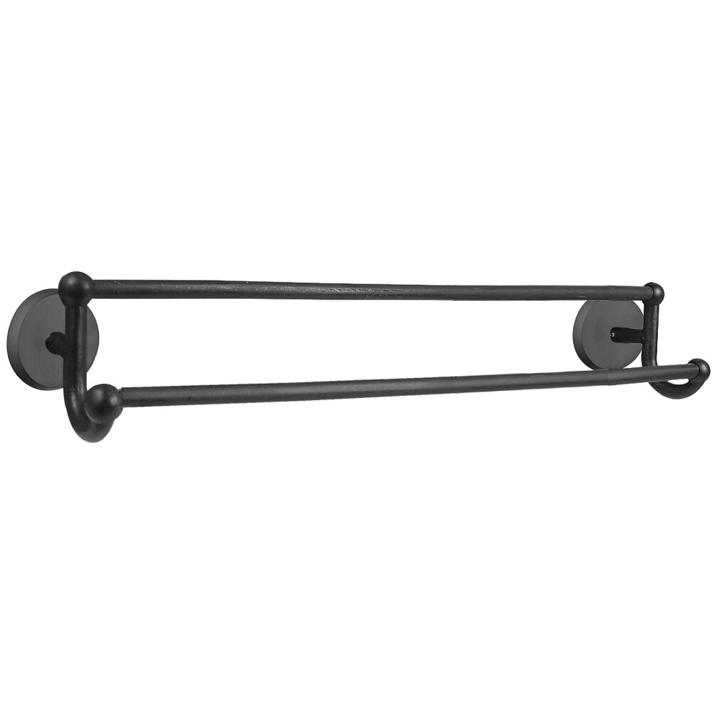24" Double Towel Bar with #2 Rose in Flat Black Bronze